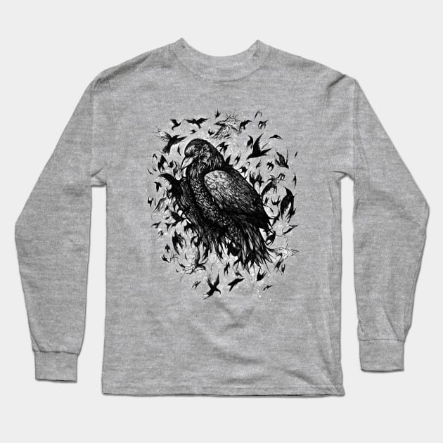 Crow Long Sleeve T-Shirt by kryokyma